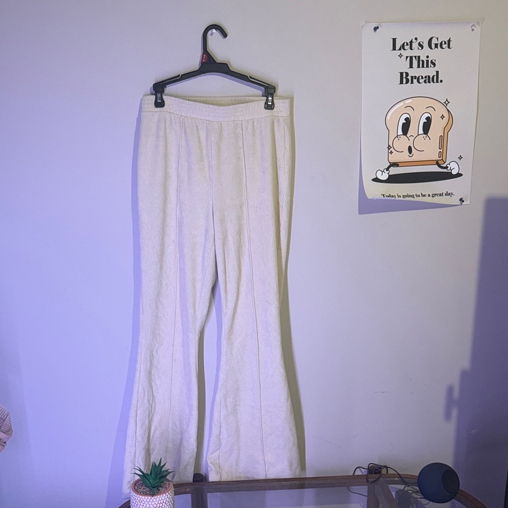 Aerie Cream Flare Pants